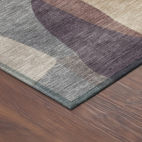 HomeRoots 8' Plum and Copper Round Abstract Rug - Stylish, Washable, Durable for Indoor & Outdoor Spaces! 689591