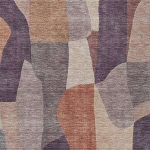 HomeRoots 8' X 10' Abstract Plum and Copper Area Rug - Washable, Durable, Indoor/Outdoor, Modern Design for Any Space 689592