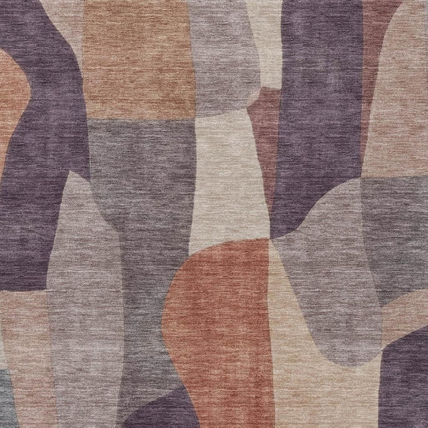 HomeRoots 8' X 10' Abstract Plum and Copper Area Rug - Washable, Durable, Indoor/Outdoor, Modern Design for Any Space 689592