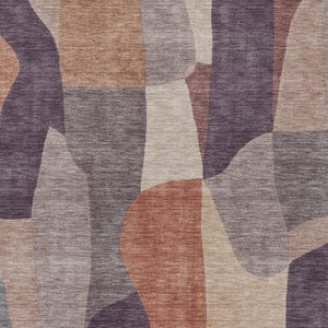 HomeRoots 9' X 12' Modern Plum & Copper Abstract Washable Area Rug for Indoor & Outdoor Spaces, Stain-Resistant 689593