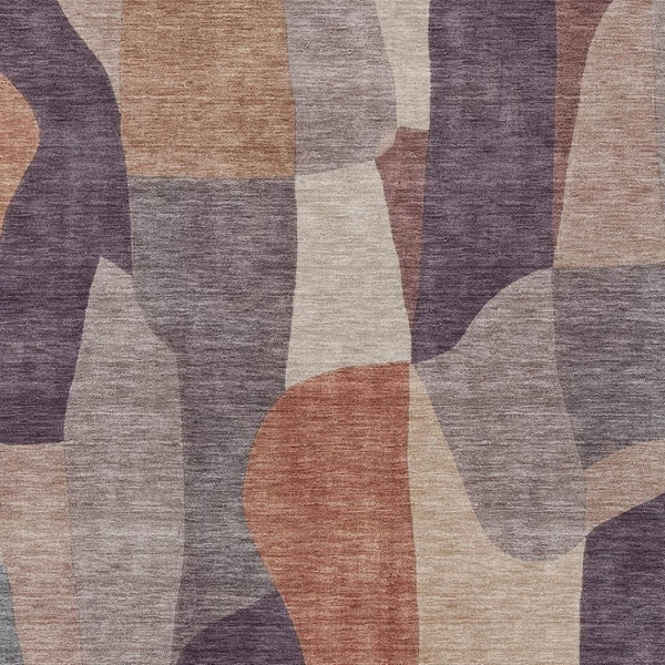 HomeRoots 9' X 12' Modern Plum & Copper Abstract Washable Area Rug for Indoor & Outdoor Spaces, Stain-Resistant 689593