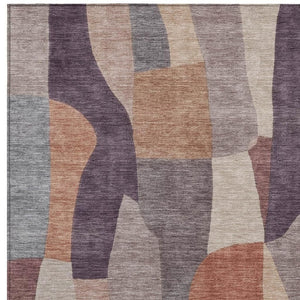 HomeRoots 10' Modern Plum and Copper Abstract Washable Area Rug – Durable, Stylish for Indoor & Outdoor Use 689594