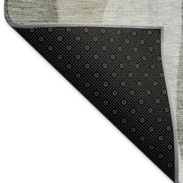 HomeRoots 5' Taupe and Blue Abstract Area Rug – Stylish, Washable Indoor/Outdoor Design for Lasting Use 689596