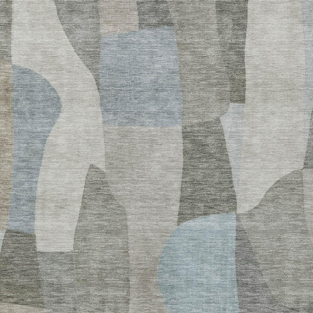 HomeRoots 9' X 12' Stylish Taupe and Blue Abstract Washable Area Rug for Indoor & Outdoor Comfort and Style 689599