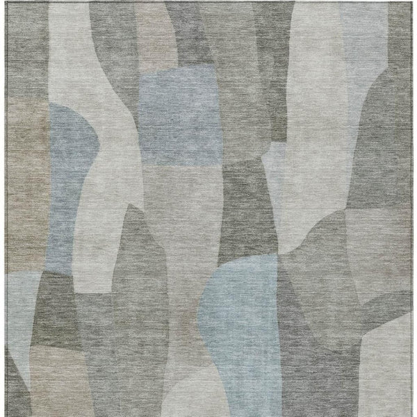 HomeRoots 9' X 12' Stylish Taupe and Blue Abstract Washable Area Rug for Indoor & Outdoor Comfort and Style 689599