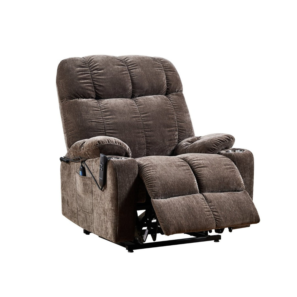 English Elm Liyasi Zero Gravity Power Recliner Eco Leather Massage Lumbar Heat Usb Charging Brown W820S00074