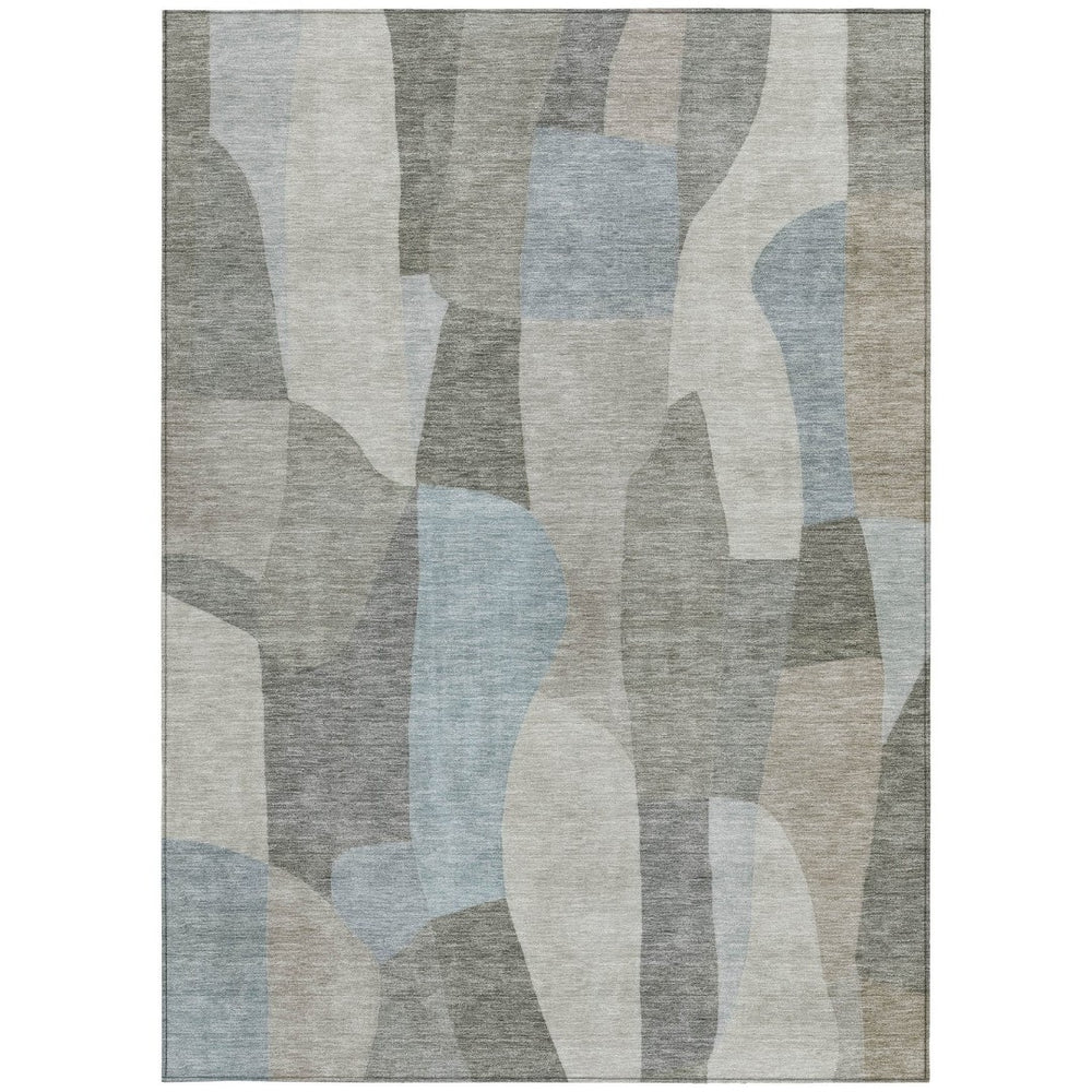 HomeRoots 10' Stylish Taupe and Blue Abstract Washable Area Rug for Indoor & Outdoor Use - Durable & Versatile! 689600