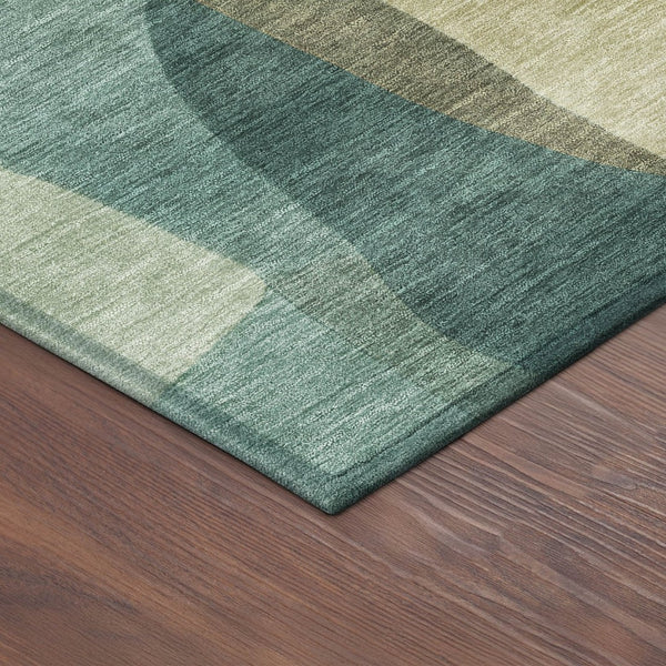HomeRoots 8' Teal Blue & Copper Round Abstract Area Rug - Durable, Washable, Indoor/Outdoor for All Spaces 689603