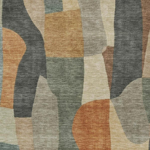 HomeRoots 5' X 8' Terra Cotta & Gray Abstract Area Rug – Stylish, Washable for Indoor/Outdoor Use, Durable Design 689608