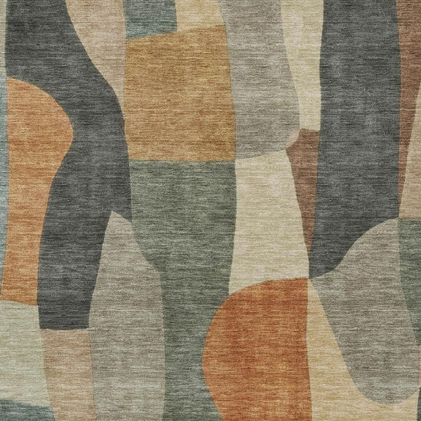 HomeRoots 5' X 8' Terra Cotta & Gray Abstract Area Rug – Stylish, Washable for Indoor/Outdoor Use, Durable Design 689608