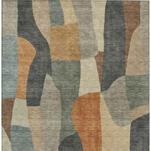 HomeRoots 5' X 8' Terra Cotta & Gray Abstract Area Rug – Stylish, Washable for Indoor/Outdoor Use, Durable Design 689608
