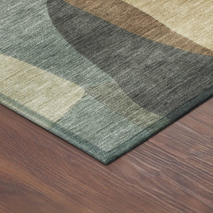 HomeRoots 8' Terra Cotta & Gray Round Abstract Rug - Washable, Durable, Stylish for Indoor or Outdoor Spaces 689609