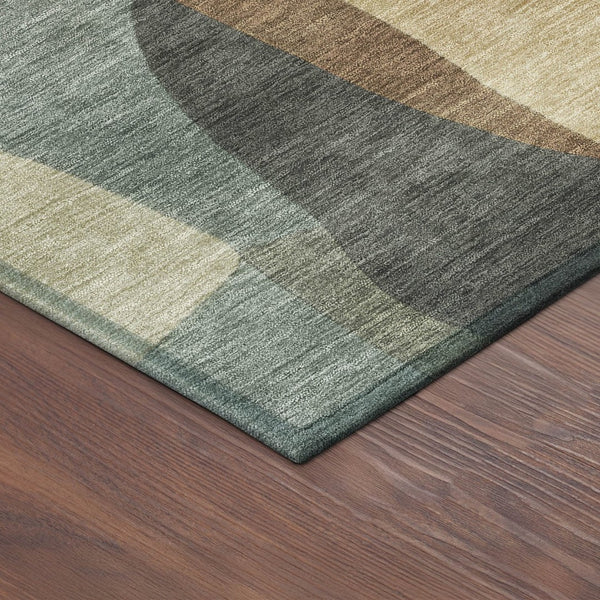 HomeRoots 8' Terra Cotta & Gray Round Abstract Rug - Washable, Durable, Stylish for Indoor or Outdoor Spaces 689609