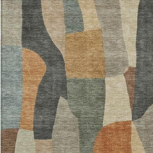 HomeRoots 9' X 12' Stylish Terra Cotta and Gray Abstract Area Rug – Durable, Washable & Perfect for Indoor/Outdoor Use 689611
