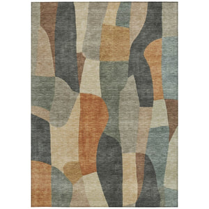 HomeRoots 9' X 12' Stylish Terra Cotta and Gray Abstract Area Rug – Durable, Washable & Perfect for Indoor/Outdoor Use 689611