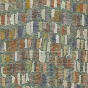 HomeRoots 5' X 8' Artichoke Green Copper Ivory Striped Washable Rug - Stylish Indoor Outdoor Elegance 689614