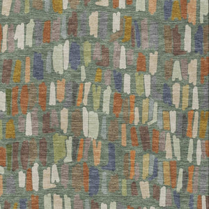 HomeRoots 8' X 10' Stylish Artichoke Green Copper Ivory Striped Washable Rug for Indoor Outdoor Spaces 689616