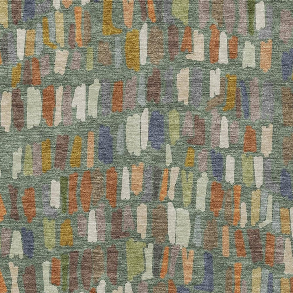 HomeRoots 10' X 14' Artichoke Green Striped Washable Area Rug for Indoor & Outdoor Spaces - Durable & Stylish! 689618