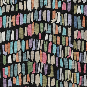 HomeRoots 10' Vibrant Black, Pink & Green Striped Washable Area Rug - Indoor/Outdoor, Stain & Slip Resistant! 689624