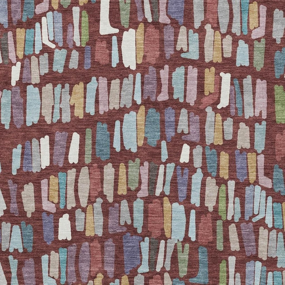 HomeRoots 8' X 10' Striped Indoor Outdoor Area Rug in Burgundy, Teal & Green – Washable, Durable, Stylish Design 689628