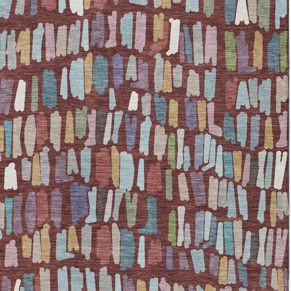 HomeRoots 9' Striped Burgundy Teal Blue Green Area Rug - Washable, Durable, Perfect for Indoor & Outdoor Use! 689629