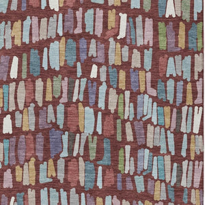 HomeRoots 9' Striped Burgundy Teal Blue Green Area Rug - Washable, Durable, Perfect for Indoor & Outdoor Use! 689629