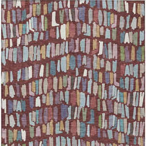 HomeRoots 9' Striped Burgundy Teal Blue Green Area Rug - Washable, Durable, Perfect for Indoor & Outdoor Use! 689629