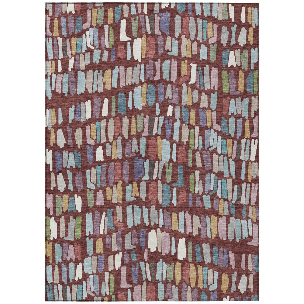 HomeRoots 9' Striped Burgundy Teal Blue Green Area Rug - Washable, Durable, Perfect for Indoor & Outdoor Use! 689629