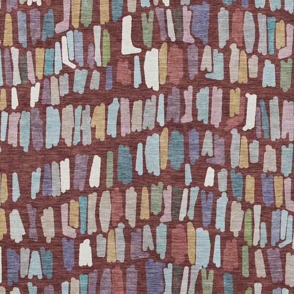 HomeRoots 10' Indoor Outdoor Striped Area Rug - Burgundy, Teal & Green, Washable, Durable, Perfect for High-Traffic Areas 689630