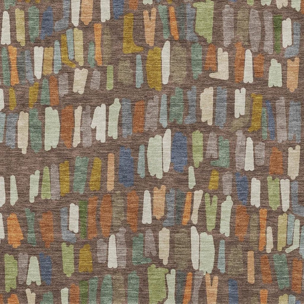 HomeRoots 9' X 12' Striped Area Rug in Chocolate, Green & Blue - Washable, Durable for Indoor & Outdoor Use 689635