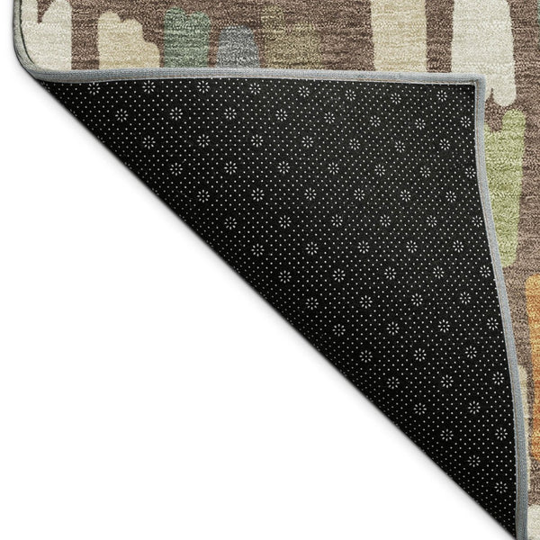 HomeRoots 9' X 12' Striped Area Rug in Chocolate, Green & Blue - Washable, Durable for Indoor & Outdoor Use 689635