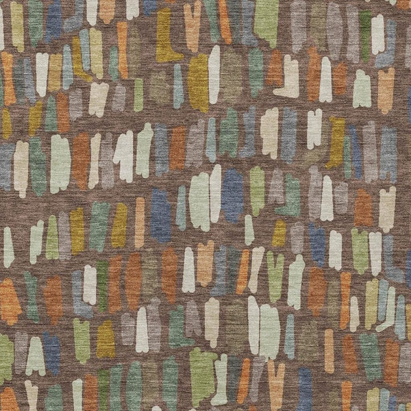HomeRoots 10' Washable Indoor Outdoor Area Rug in Rich Chocolate, Green & Blue Stripes - Durable & Stylish! 689636