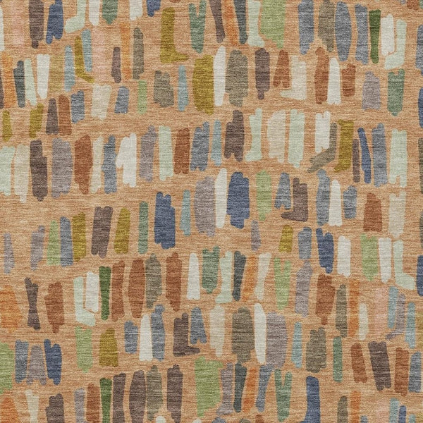 HomeRoots 8' X 10' Stylish Copper Blue and Ivory Striped Washable Area Rug for Indoor and Outdoor Spaces 689640