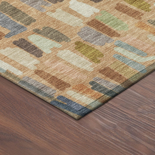 HomeRoots 9' Indoor Outdoor Area Rug - Copper Blue & Ivory Striped, Machine Washable, Stain-Resistant Design! 689641
