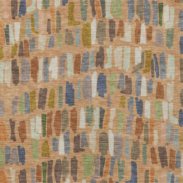 HomeRoots 10' Copper Blue & Ivory Striped Washable Area Rug - Durable Indoor/Outdoor Design for Any Space 689642