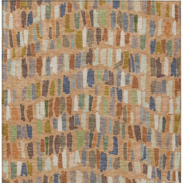 HomeRoots 10' Copper Blue & Ivory Striped Washable Area Rug - Durable Indoor/Outdoor Design for Any Space 689642
