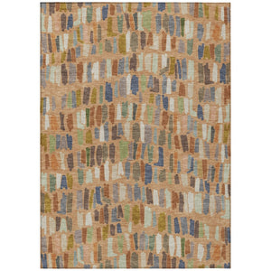 HomeRoots 10' Copper Blue & Ivory Striped Washable Area Rug - Durable Indoor/Outdoor Design for Any Space 689642