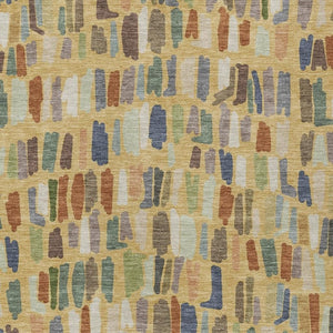 HomeRoots 5' Gold Blue Ivory Striped Washable Area Rug – Durable Indoor/Outdoor Design for High-Traffic Spaces 689644