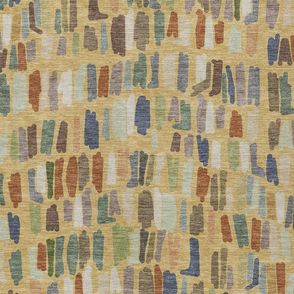 HomeRoots 10' Striped Gold Blue Ivory Area Rug - Washable, Durable, Indoor/Outdoor Design for Stylish Spaces 689648