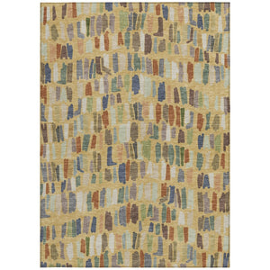 HomeRoots 10' Striped Gold Blue Ivory Area Rug - Washable, Durable, Indoor/Outdoor Design for Stylish Spaces 689648