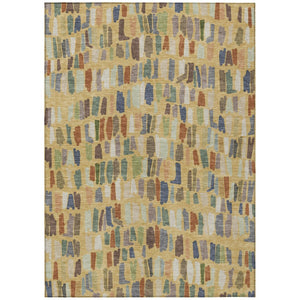 HomeRoots 10' Striped Gold Blue Ivory Area Rug - Washable, Durable, Indoor/Outdoor Design for Stylish Spaces 689648