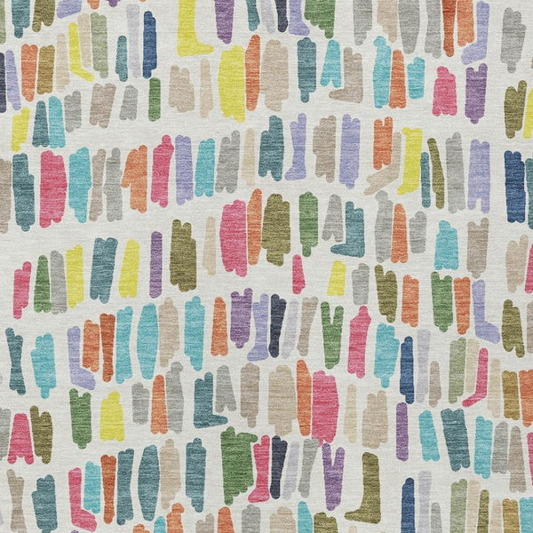 HomeRoots 8' Indoor Outdoor Washable Area Rug - Ivory, Orange & Green Stripes, Durable, Fade-Resistant Design 689652