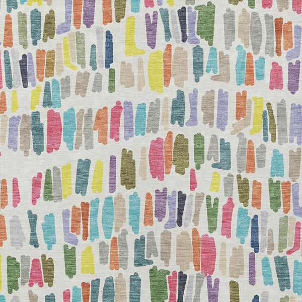HomeRoots 9' Striped Washable Area Rug in Ivory, Orange & Green - Perfect for Indoor & Outdoor Spaces! 689653