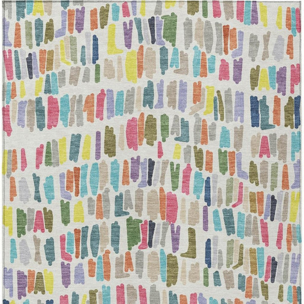 HomeRoots 10' Indoor Outdoor Area Rug - Ivory, Orange & Green Striped Design, Machine Washable, Durable & Stylish 689654