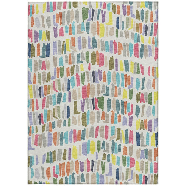 HomeRoots 10' Indoor Outdoor Area Rug - Ivory, Orange & Green Striped Design, Machine Washable, Durable & Stylish 689654