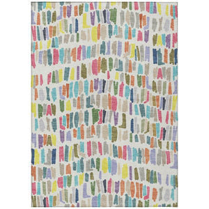 HomeRoots 10' Indoor Outdoor Area Rug - Ivory, Orange & Green Striped Design, Machine Washable, Durable & Stylish 689654