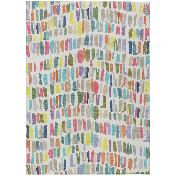 HomeRoots 10' Indoor Outdoor Area Rug - Ivory, Orange & Green Striped Design, Machine Washable, Durable & Stylish 689654