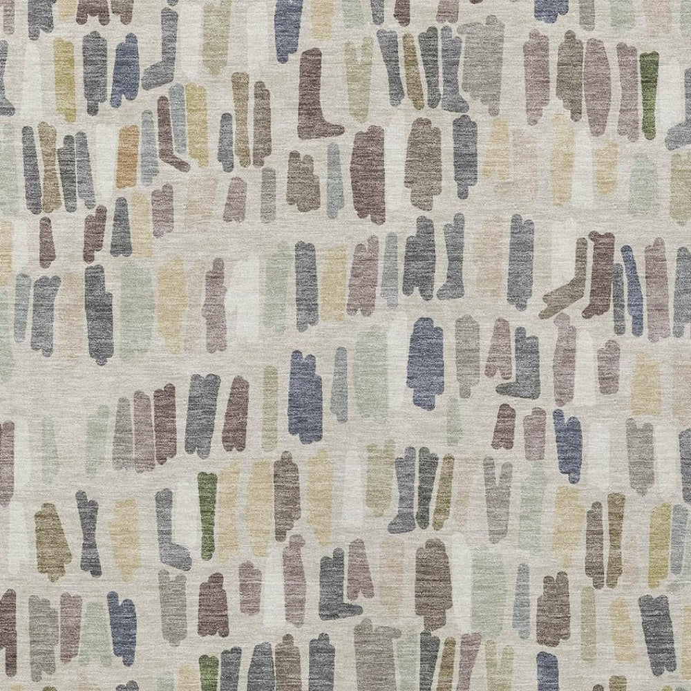 HomeRoots 5' X 8' Versatile Linen Gray & Beige Striped Area Rug - Washable Indoor/Outdoor, Durable & Stylish! 689656