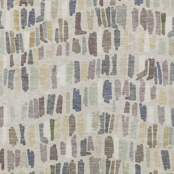 HomeRoots 5' X 8' Versatile Linen Gray & Beige Striped Area Rug - Washable Indoor/Outdoor, Durable & Stylish! 689656