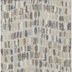 HomeRoots 5' X 8' Versatile Linen Gray & Beige Striped Area Rug - Washable Indoor/Outdoor, Durable & Stylish! 689656